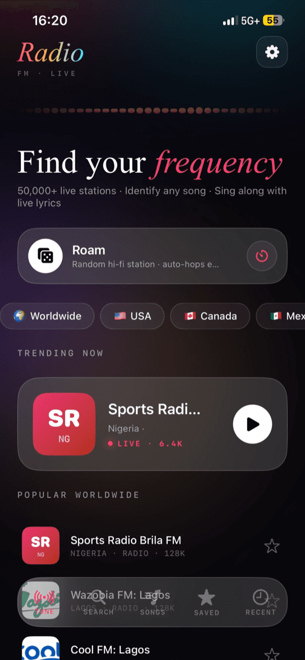 ElvarOne Radio FM App 界面